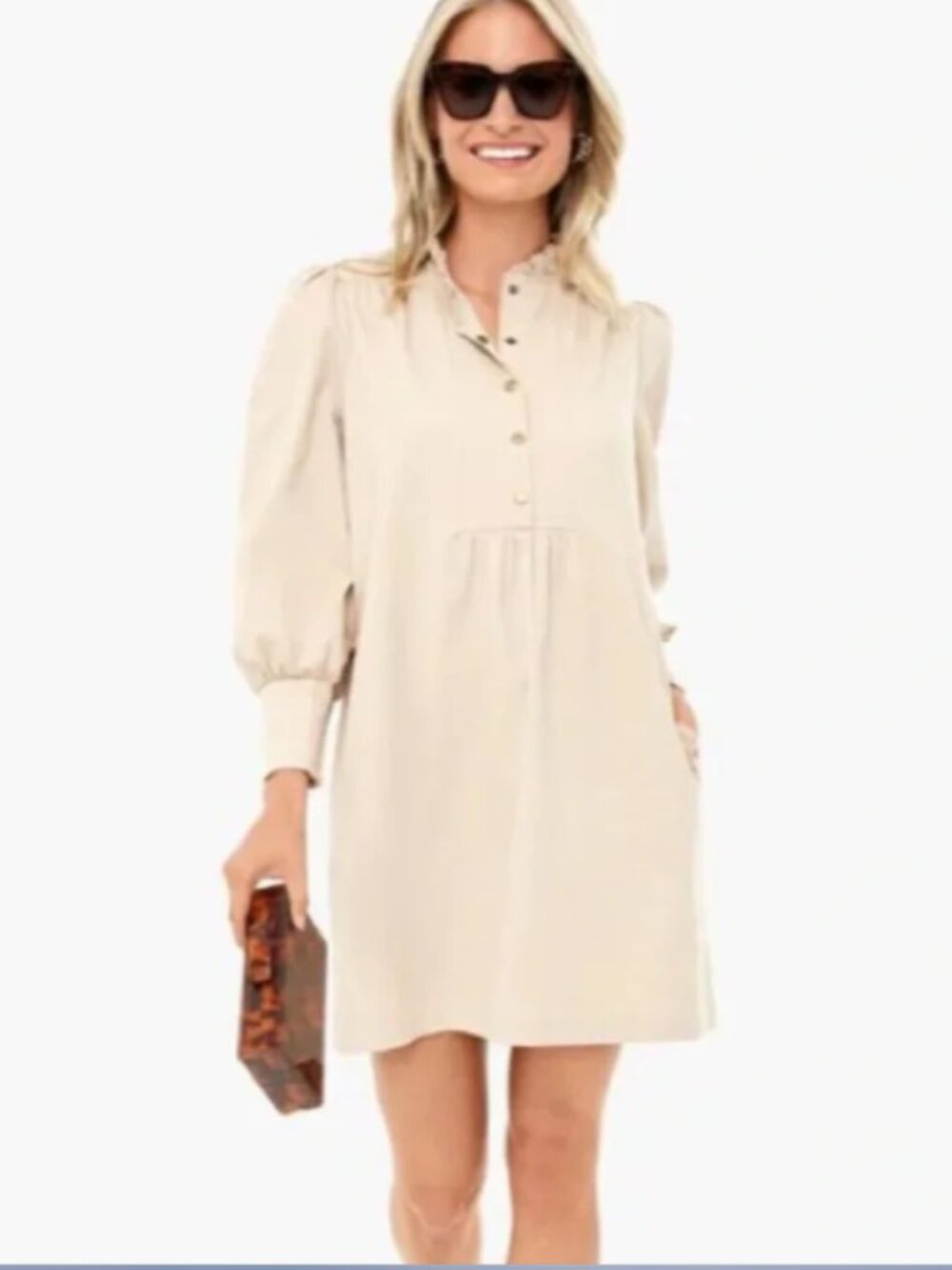 Tuckernuck Pomander Place Claiborne Ruffle Mock Neck Shift Dress Size (M)